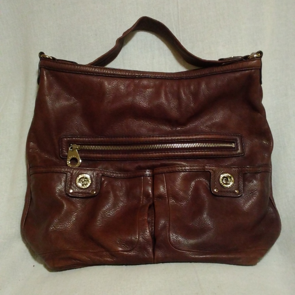 Marc by Marc Jacobs hobo shoulder bag large brown turn lock leather EUC